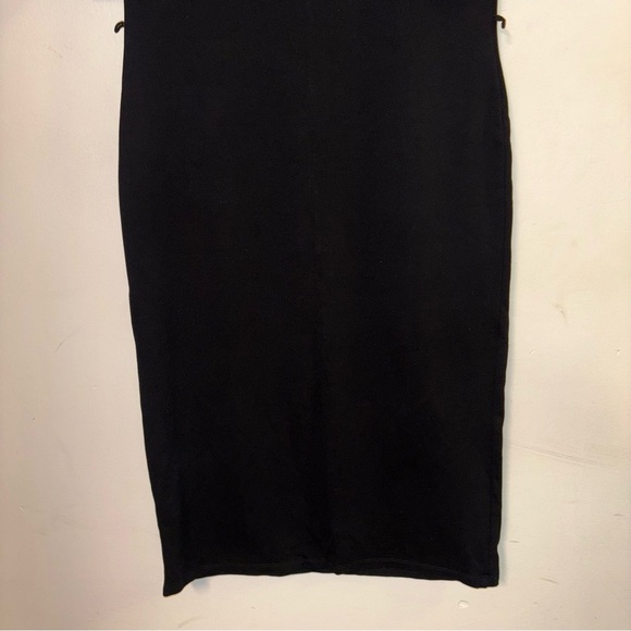 Zara Basic Black Sheath Dress Mock Neck 3/4 Sleeve Size USA L - Picture 7 of 11